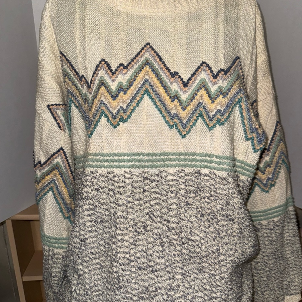 Vintage Allen Wah Cozy Multicolor Chevron Sweater